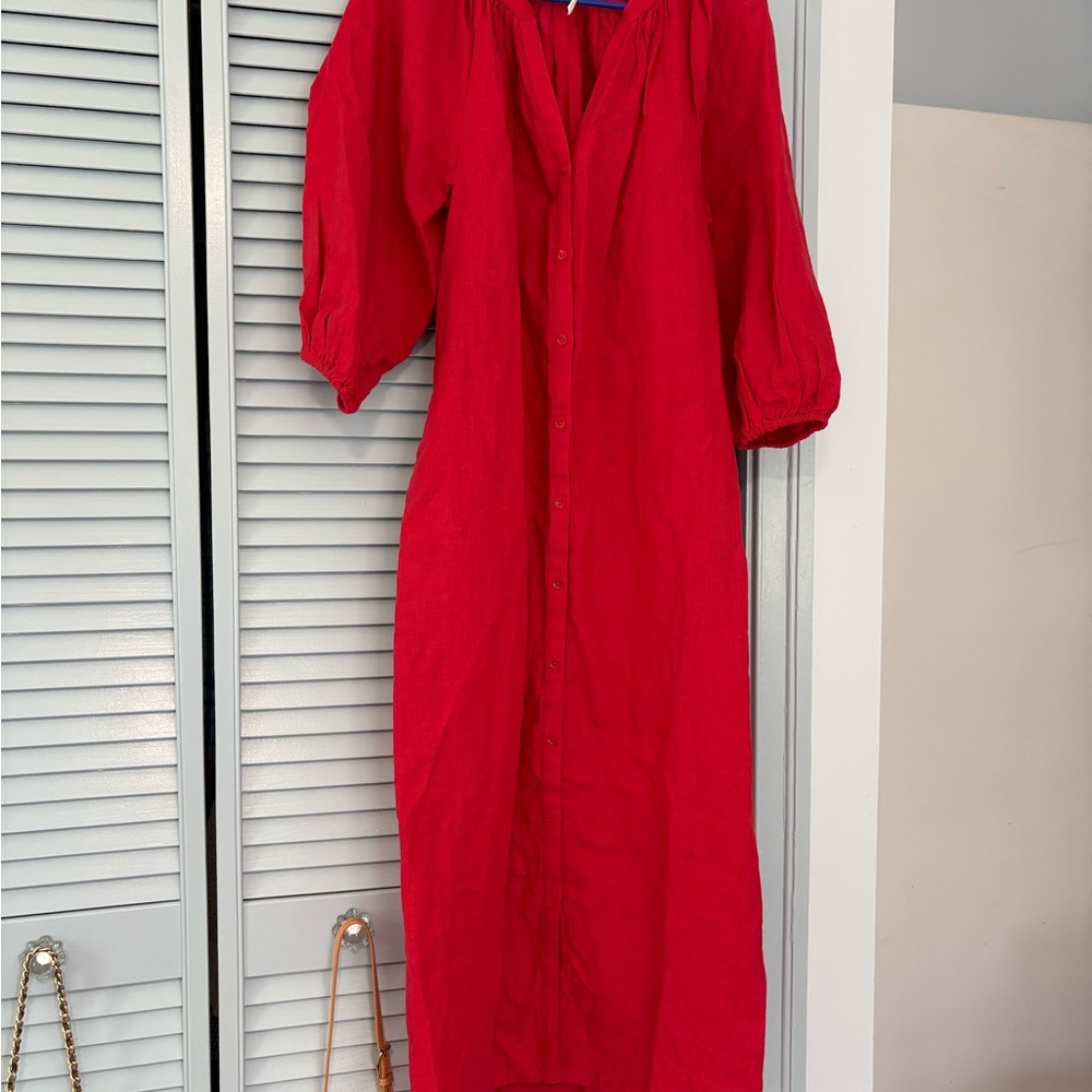 Apiece Apart Red Button-Front Maxi Dress - Picture 5 of 5